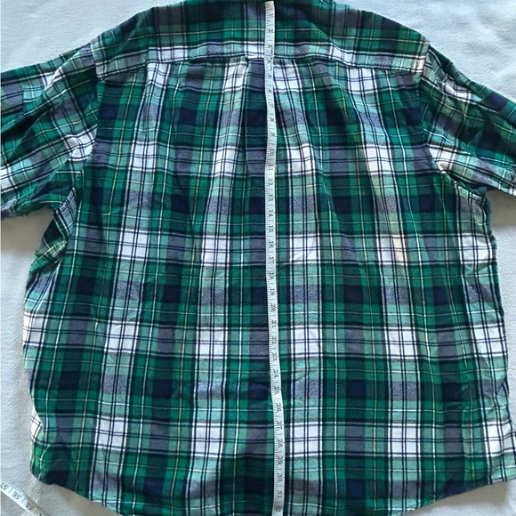Lands End Shirt Mens 3XLT Green and Blue Plaid Flannel Button Up - Picture 6 of 8